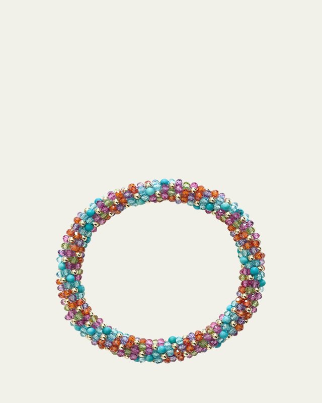 14K Yellow Gold and Mixed Gemstone Bead Bracelet